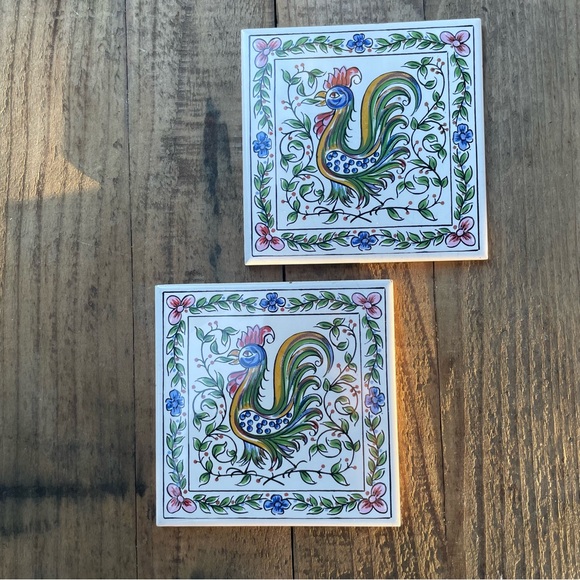 Ceramic Glazed Clay Tiles 4 x 4" Made in Portugal - Set of 2 - Picture 8 of 13